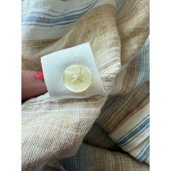 Tommy Bahama 100% Linen Men's Neutral Button Down Short Sleeve Shirt Size Small - Picture 6 of 6